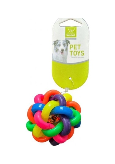 Nunbell Zilli Termoplastik Gökkuşağı Köpek Oyuncağı Top 7 Cm