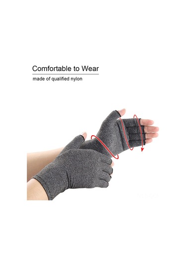 Qingmipy Eklem Ağrısı Ve Şişliği Azaltan Yarı Parmaklı Rahat Eldiven - Gri, Boyut L