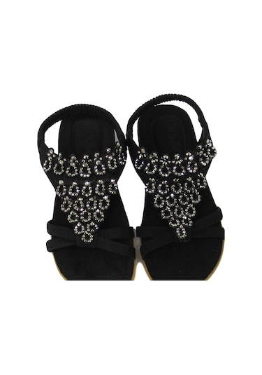 GUJA BLG22Y121 SİYAH KIZ ÇOCUK ARKADAN LASTİKLİ TAŞLI SANDALET Siyah