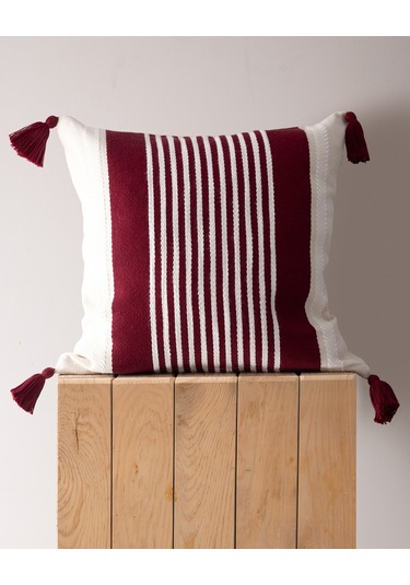 Madame Coco Virlet Kırlent Kılıfı - Kırmızı/bej - 45x45 Cm Kırl0000000073