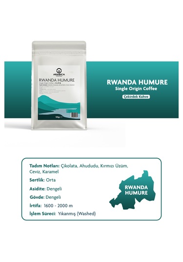 Rwanda Humure Öğütülmüş Kahve 100g Nitelikli Orta Kavrulmuş French Press