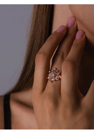 Lamponi Altın Kaplama Yonca Yüzük, Ayakta Ağırlık Taşlı 925 Gümüş 114414684 Altın