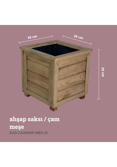 Kaf Ahşap Dekoratif Ahşap Saksı / Meşe