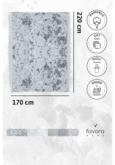 Mozaik Pamuklu Saçaklı Koltuk - Çekyat Örtüsü 170x220 - Gri Gri