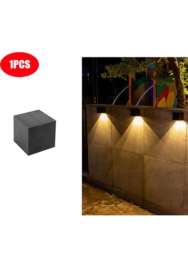 Led Güneş Işığı Açık Bahçe Kare Duvar Lambası Açık Avlu Bahçe Altın - Siyah