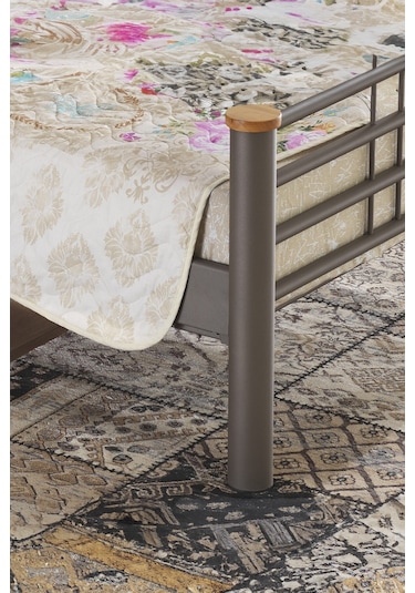 Kappis Tek Kişilik Ferforje Metal Karyola-kahverengi Ahşap Latalı