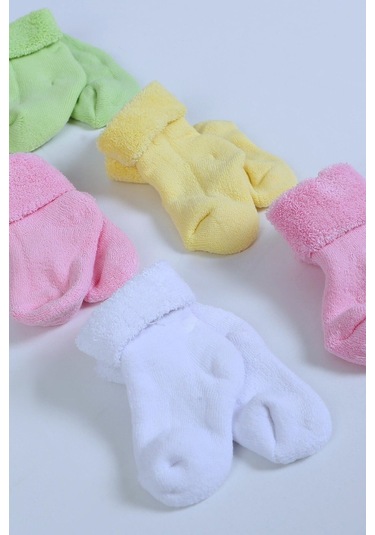 %100 Pamuklu 6'lı Yenidoğan Havlu Kışlık Bebek Çorap Pembe