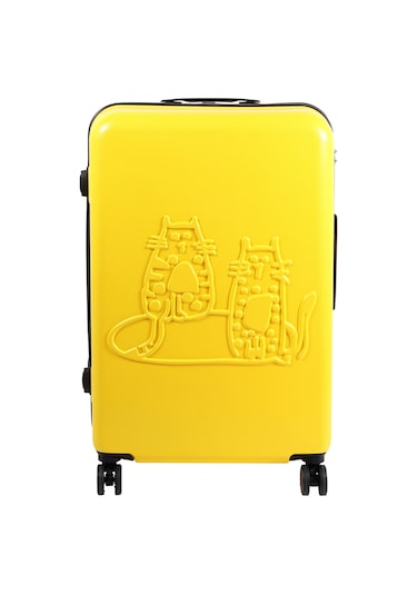 Biggdesign Cats Sarı Büyük Boy 28" Valiz Sarı