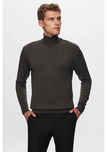 Ds Damat Regular Fit Antrasit Pamuk Karışımlı Balıkçı Yaka Triko Kazak 5HF06ORT12007 Antrasit