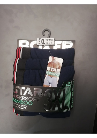 Star 3lü Erkek Süpersoft Bambu Boxer Lacivert
