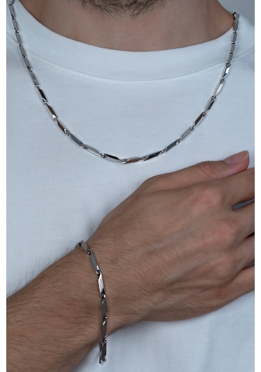 Singapur Erkek Çelik Kolye Ve Bileklik Seti Eck05S (492130602)