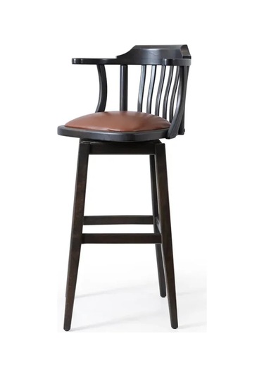 Arven Döner Ahşap Bar Sandalyesi Siyah