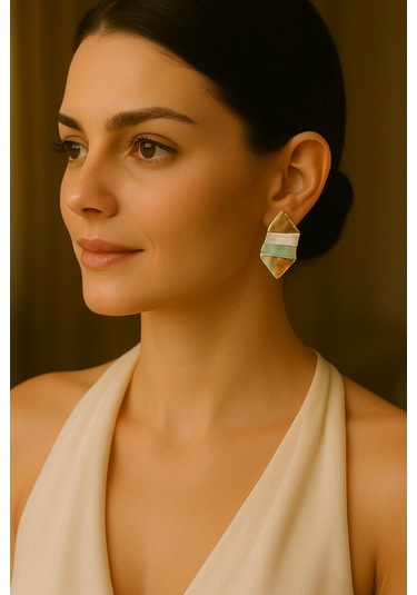 Renkli Geometrik Tasarım Küpe - Modern Ve Canlı Çok Renkli