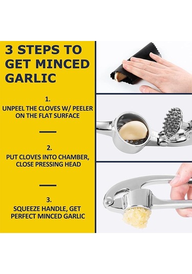 Lmetjma Premium Sarımsak Presi Paslanmaz Çelik Sarımsak Doğrayıcı Sarımsak Ezici Sıkması Ve Temizlemesi Kolay Mutfak Aletleri Jt202 Altın