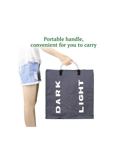 Cbtx Katlanabilir 2 Bölümlü Katlanabilir Çamaşır Sepeti Dayanıklı Oxford Kumaş  - Koyu Gri Diğer