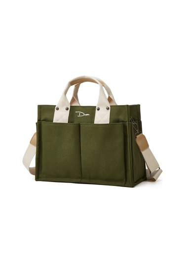Moveevo Büyük Kapasiteli Çok Cepli Kadın Kanvas Çantası - Dayanıklı Ve Pratik Günlük Kullanım İçin Yeşil