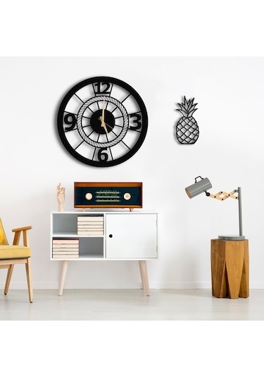 50X50 Dekoratif Duvar Saati + Tablo 35 Cm Hediye (492537534)