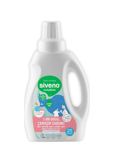 Siveno %100 Doğal Bebek Çamaşır Sabunu Kendinden Yumuşatıcılı Bitkisel Deterjan Konsantre Vegan 750 ml