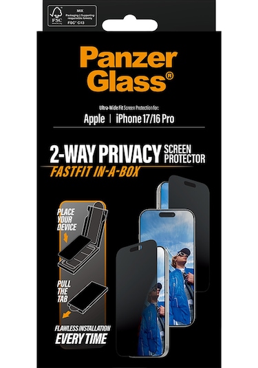 Panzerglass Privacy Screen Protector W Black Frame Apple Uyumlu iPhone 17 16 Pro Ultra wide Fit F