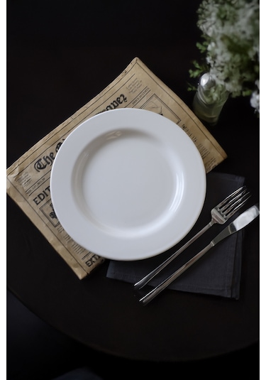 Keramika Beyaz Assos Pasta Tabağı 22 Cm 6 Adet 006 Beyaz