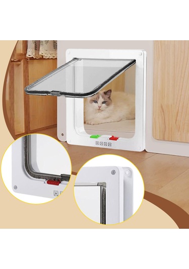 Suntek Kedi Kapısı 4 Yönlü Kilitli Evcil Hayvan Pencere Duvar