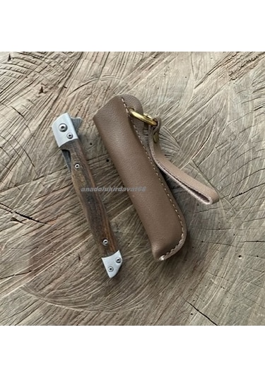 Alaska Damascus Çelik Cep Çakısı Kamp Çakı Avcı Bıçagı Cep Bıçak 22cm Kahve Gri Kahverengi - Gri