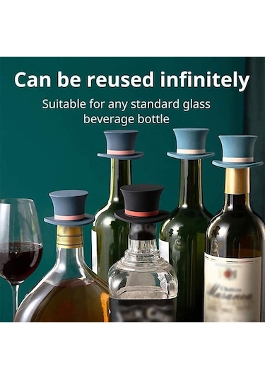 Jms Siyah Yeniden Kullanılabilir Silikon Şarap Tıpa Kapağı Fiş Şapka Şekli Vakum Mühürlü Şişe Durdurma Kapağı Ev Şarap Şişesi Tıpa Bar Araçları Siyah
