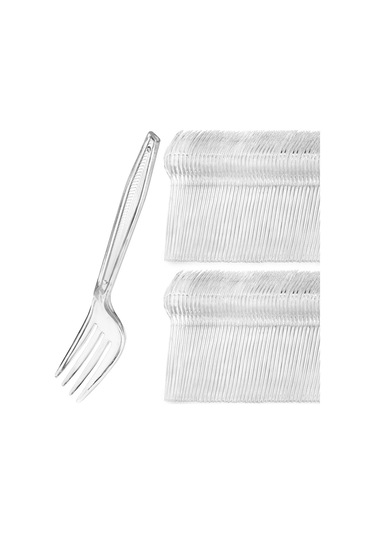 Kangvka 100 Adet Dayanıklı Saydam Plastik Çatal - Partiler, Restoranlar Ve Gündelik Kullanım İçin Dayanıklı Tek Kullandım Bestecke - Temizliği Kolay, Ergonomik Ve Modern Tasarım Şeffaf
