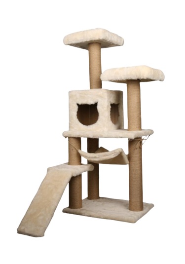 Missidea S9 Kedi Tırmalama Kulesi Platformlu 124 Cm Beyaz
