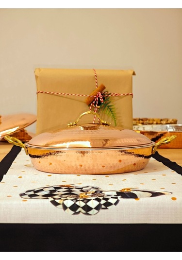 Modabakır Bakır Karnıyarık,pilav Tencere 27 Cm Model:852456lk5 Kahverengi
