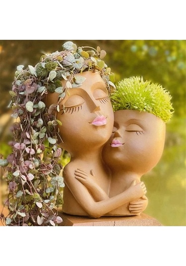 Ulzyvf Yüz Vazo Saksısı Saksısı Saksıları Reçine Kızlar Kadın Hava Ev Etli Dekorasyonu Çiçek Çiçek Baş Bahçe Aşk Anne Açık Jv