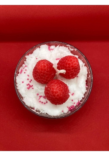 El Yapımı Candles Strawberry Cupcake Çilekli Mum Aromaterapi Koku 001