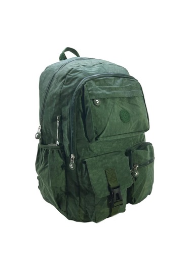 Klinkır Okul Çantası Lise Ortaokul Üniversite Kadın Sırt Çantası Hafif Kumaş Çok Cepli Yeşil