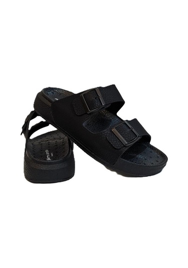 Pierre Cardin 7408 Siyah Çift Tokalı Yumuşak Taban Erkek Terlik Siyah