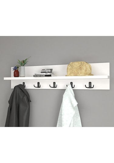 Bofigo Portmanto Duvar Elbise Askılığı 80 CM Beyaz