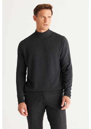 AC&Co / Altınyıldız Classics Erkek Füme Standart Fit Normal Kesim Yarım Balıkçı Yaka Hafif Salaş Pamuklu Triko 4A4921100008FUMM Füme AC&Co / Altınyıldız Classics Erkek Füme Standart Fit Normal Kesim Yarım Balıkçı Yaka Hafif Salaş Pamuklu Triko 4A4921100008FUMM Füme