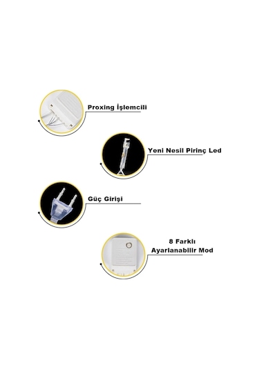 Rgb Renkli Işık Pirinç 10 Metre 100'lü Ledli Yılbaşı Ağaç Işık