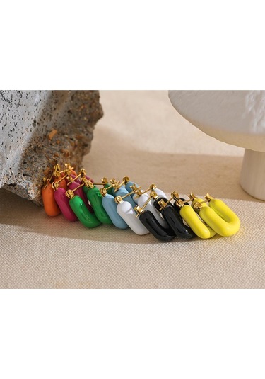 Mavi Eetit 7 Renk Şeker Emaye Paslanmaz Çelik Kare Tıknaz Hollow Y2k Hoop Küpeler 2023 Trendy Dopamin Takı Kadınlar Gala Hediye Çok Renkli