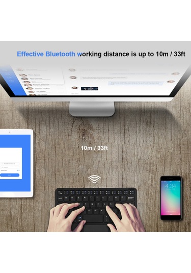 Shineyee Ultra İnce Dokunmatik Panel 7 İnç Bluetooth Klavye - Android/windows/ios Uyumlu, 90 Saat Çalışma Süresi, Taşınabilir Tasarım