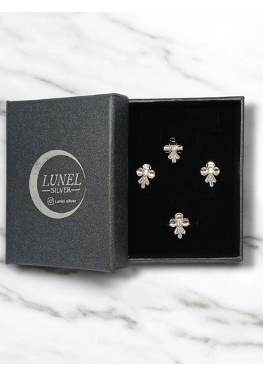 Baget Taşlı 925 Ayar Gümüş Fiyonk Model Takı Seti Kolye Ucu, Küpe Ve Yüzük Gümüş