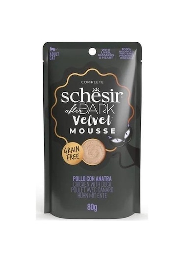 Schesir After Dark Velvet Mousse Tavuklu ve Ördekli Yetişkin Kedi Konservesi 80 G