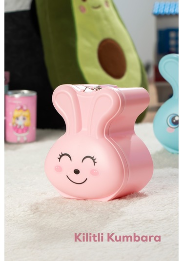 Porsima 041 Pvc Anahtarlı Kilitli Gülenyüz Kumbara Pembe 12,5x15,5cm