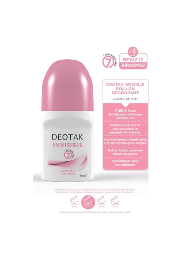 Deotak Invisible Kadın 7 Güne Kadar Etkili Roll-On Deodorant 35 ML
