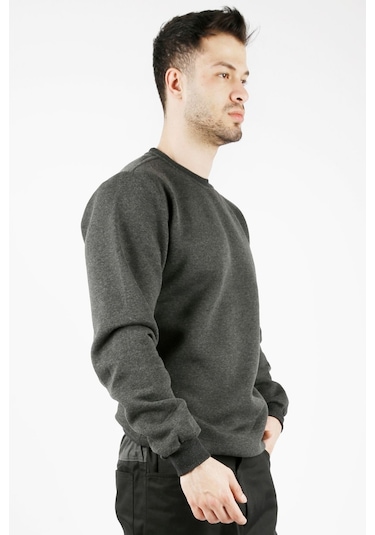 Uniprom Sıfır Yaka Sweatshirt Kalın Kumaş İçi Şardonlu Antrasit Erkek Antrasit