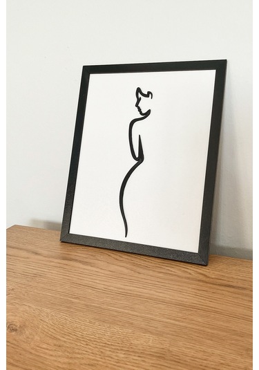 Klks521a - Modern Siyah Çerçeveli Kadın Silüetli Ahşap Tablo 3d Katmanlı Dekor 25x20 Cm