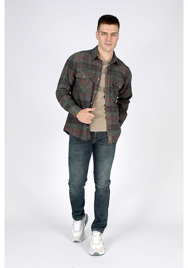 Lee Cooper Donas Erkek Dokuma Uzun Kol Gömlek Yeşil-20391 Yeşil Ekose Yeşil