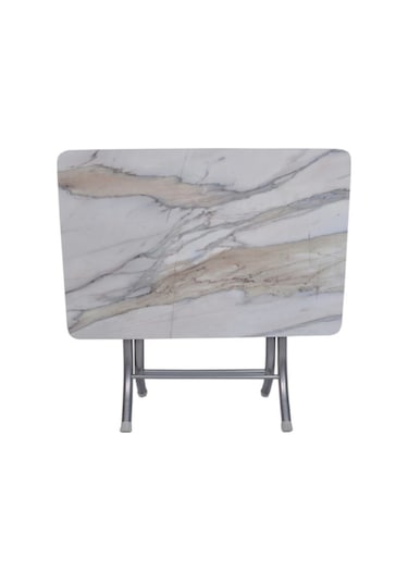 Dekoratif Beyaz Mermer Desenli Katlanabilir Masa Yemek Masası Çalışma Masası 60 90 Diğer