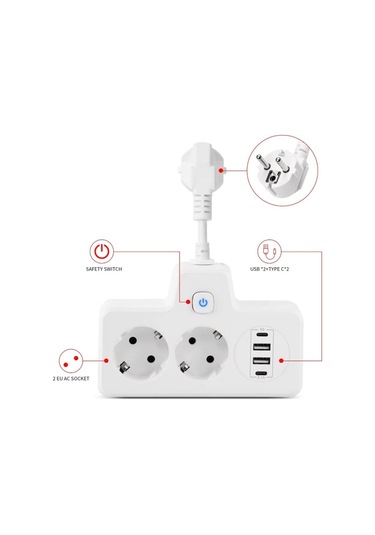 Sonx Çok Fonksiyonlu Akım Korumalı Priz Ve Usb Şarj İstasyonu - Ayarlanabilir Gece Lambalı 0.12 M