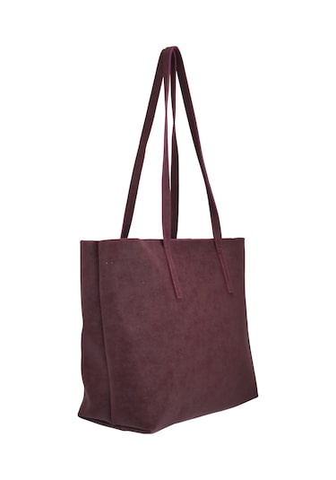 Kadın Büyük Boy Süet El Ve Omuz Çantası - Bordo Bordo