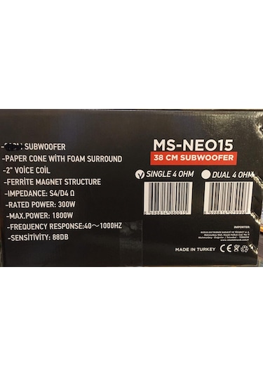 Massive Ms-neo15 38 Cm Subwoofer Bas 1800 Watt Maximum Power
